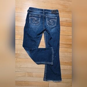 Silver Suki Surplus Dark Bootcut Stretch Sequin Pocket Jeans 29x32 (27" Inseam)